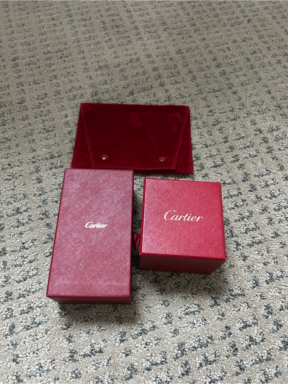 Cartier ring box, cleaning set and soft jewelry case